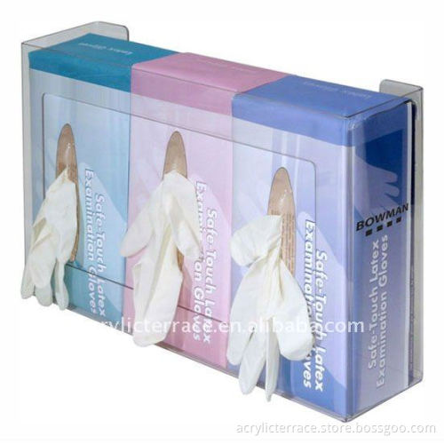 custom clear lucite wall mounted glove box dispenser